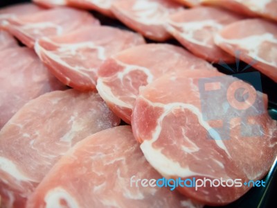 Raw Sliced Pork Stock Photo