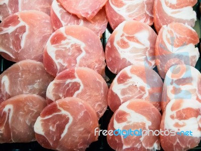 Raw Sliced Pork Stock Photo