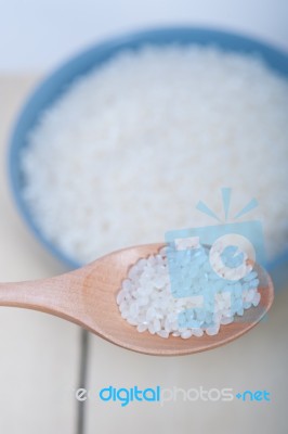 Raw White Rice Stock Photo