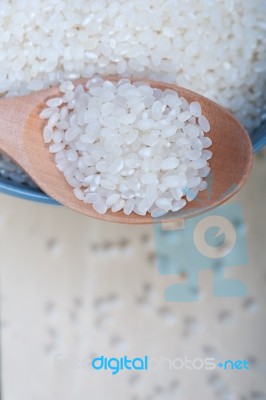 Raw White Rice Stock Photo