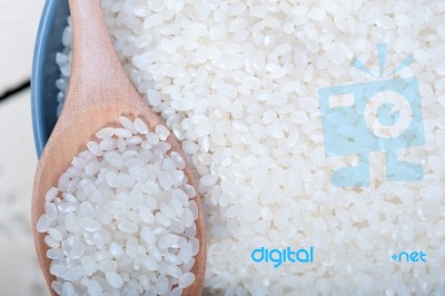 Raw White Rice Stock Photo