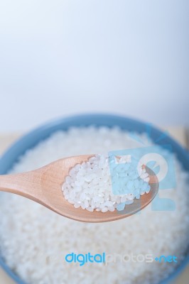 Raw White Rice Stock Photo