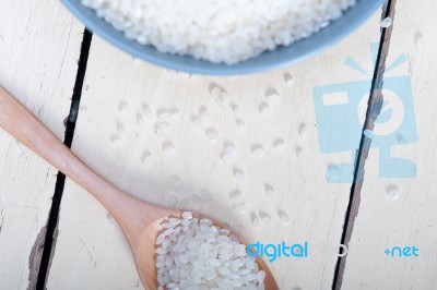 Raw White Rice Stock Photo