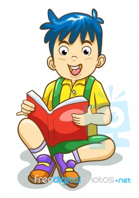 Reading Boy Isolated Stock Image