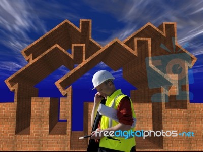 Real Estate And Worker Stock Photo