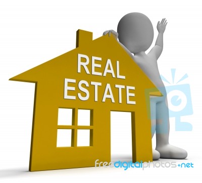 Real Estate House Shows Land And Buildings For Sale Stock Image