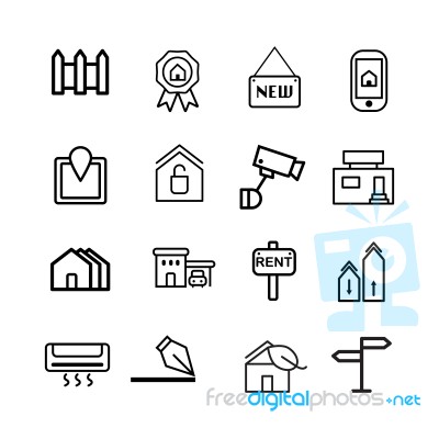 Real Estate Icon Set On White Background Stock Image