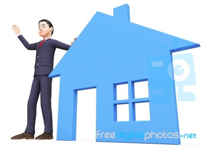 Real Estate Realtor Shows For Sale And Builds Stock Image