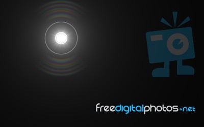 Realistic Digital Lens Flare In Black Background.nature White Sun Optical Flare Effect Stock Image