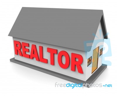 Realtor House Shows Estate Agents 3d Rendering Stock Image