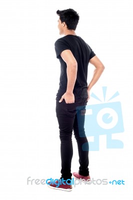 Rear View Of Young Casual Man Stock Photo