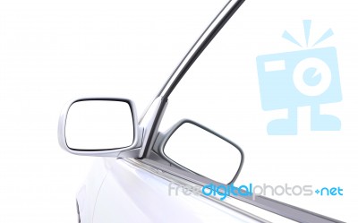 Rear Vision Mirror Reflection On Wind Shild Stock Photo