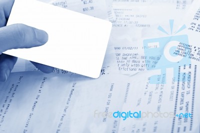 Receipts And Blank Credit Card Stock Photo