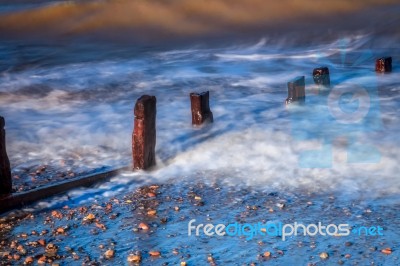 Reculver Sea Defences Stock Photo