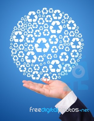 Recycle Globe In A Hand Stock Photo