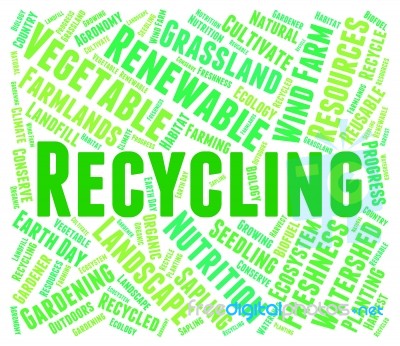 Recycling Word Represents Earth Friendly And Recyclable Stock Image