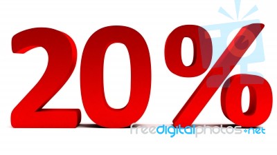 Red 3d 20 Percent Text On White Stock Image