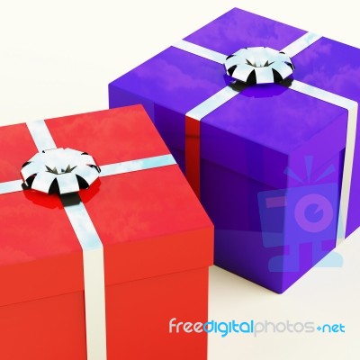 Red And Blue Gift Boxes Stock Image