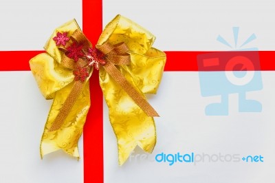 Red And Gold Chrismas Bow Stock Photo