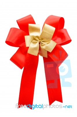 Red And Gold Color Bow Stock Photo