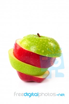 Red And Green Sliced Apple  Stock Photo