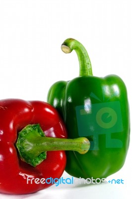 Red And Green Sweet Pepper On A White Background  Stock Photo