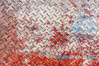 Red And White Diamond Pattern Metal Sheet Stock Photo