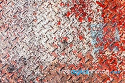 Red And White Diamond Pattern Metal Sheet Stock Photo