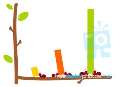 Red Ants  And Graph Teamwork Illustration Stock Image