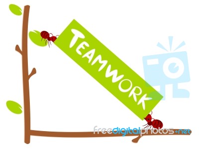 Red Ants Text Teamwork Illustration Stock Image