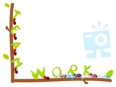 Red Ants Text Teamwork Illustration Stock Image