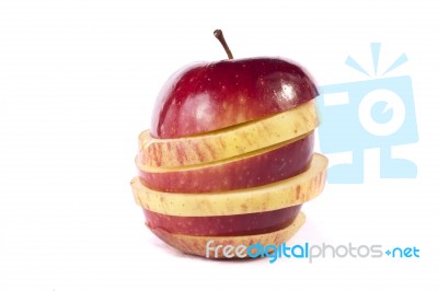 Red Apple Sliced Stock Photo