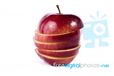 Red Apple Sliced Stock Photo