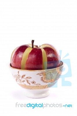 Red Apple Sliced Stock Photo