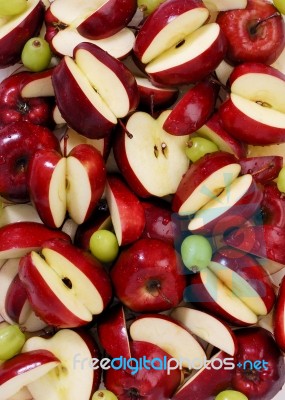 Red Apples And Green Grapes Stock Photo