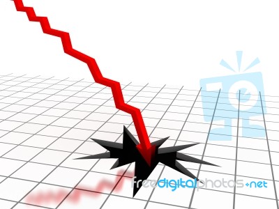 Red Arrow Breaking Floor Stock Image