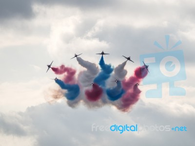 Red Arrows Display Team 50th Anniversary At Biggin Hill Airport Stock Photo