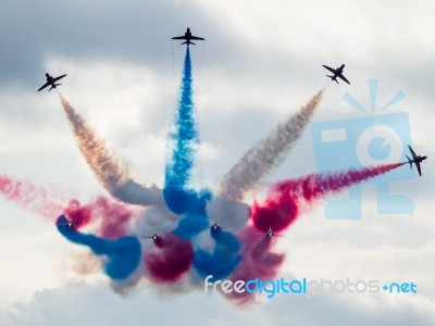 Red Arrows Display Team 50th Anniversary At Biggin Hill Airport Stock Photo