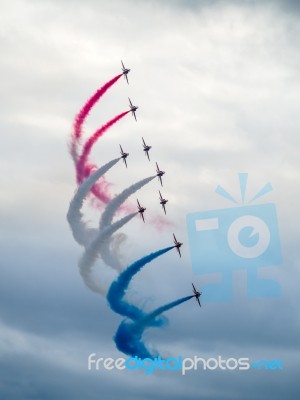 Red Arrows Display Team 50th Anniversary At Biggin Hill Airport Stock Photo