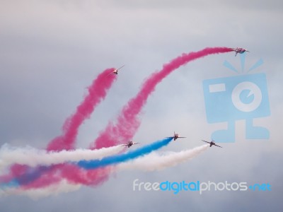 Red Arrows Display Team 50th Anniversary At Biggin Hill Airport Stock Photo