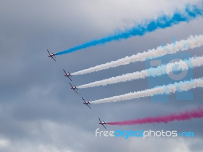 Red Arrows Display Team 50th Anniversary At Biggin Hill Airport Stock Photo