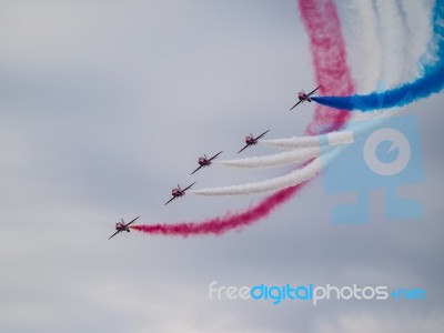 Red Arrows Display Team 50th Anniversary At Biggin Hill Airport Stock Photo