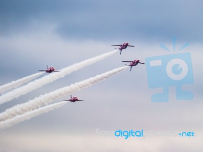 Red Arrows Display Team 50th Anniversary At Biggin Hill Airport Stock Photo