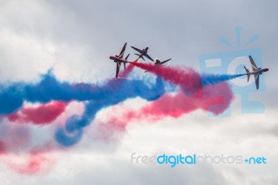 Red Arrows Display Team 50th Anniversary At Biggin Hill Airport Stock Photo