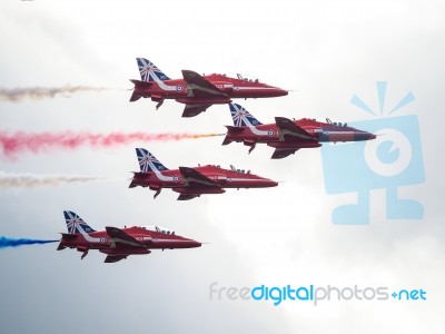 Red Arrows Display Team 50th Anniversary At Biggin Hill Airport Stock Photo