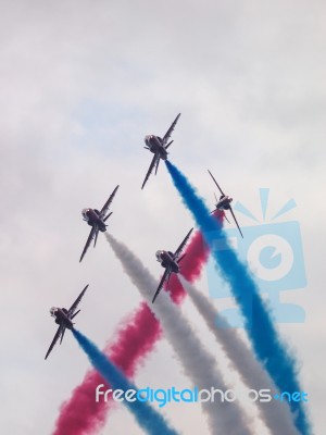 Red Arrows Display Team 50th Anniversary At Biggin Hill Airport Stock Photo