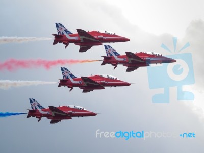 Red Arrows Display Team 50th Anniversary At Biggin Hill Airport Stock Photo