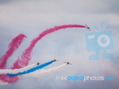 Red Arrows Display Team 50th Anniversary At Biggin Hill Airport Stock Photo