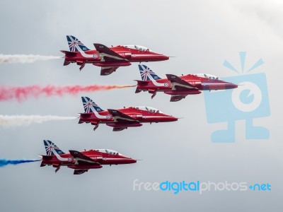 Red Arrows Display Team 50th Anniversary At Biggin Hill Airport Stock Photo