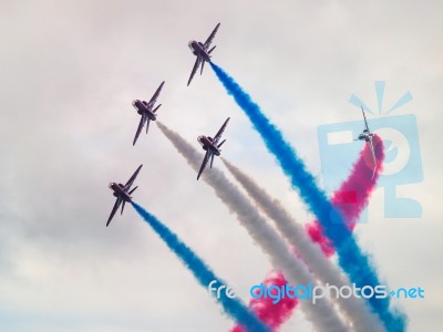 Red Arrows Display Team 50th Anniversary At Biggin Hill Airport Stock Photo